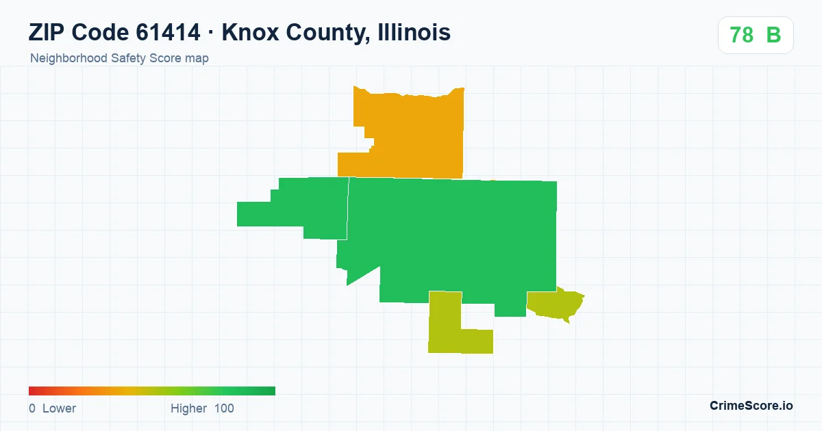 ZIP Code 61414 in Knox County, Illinois neighborhood Safety Score map