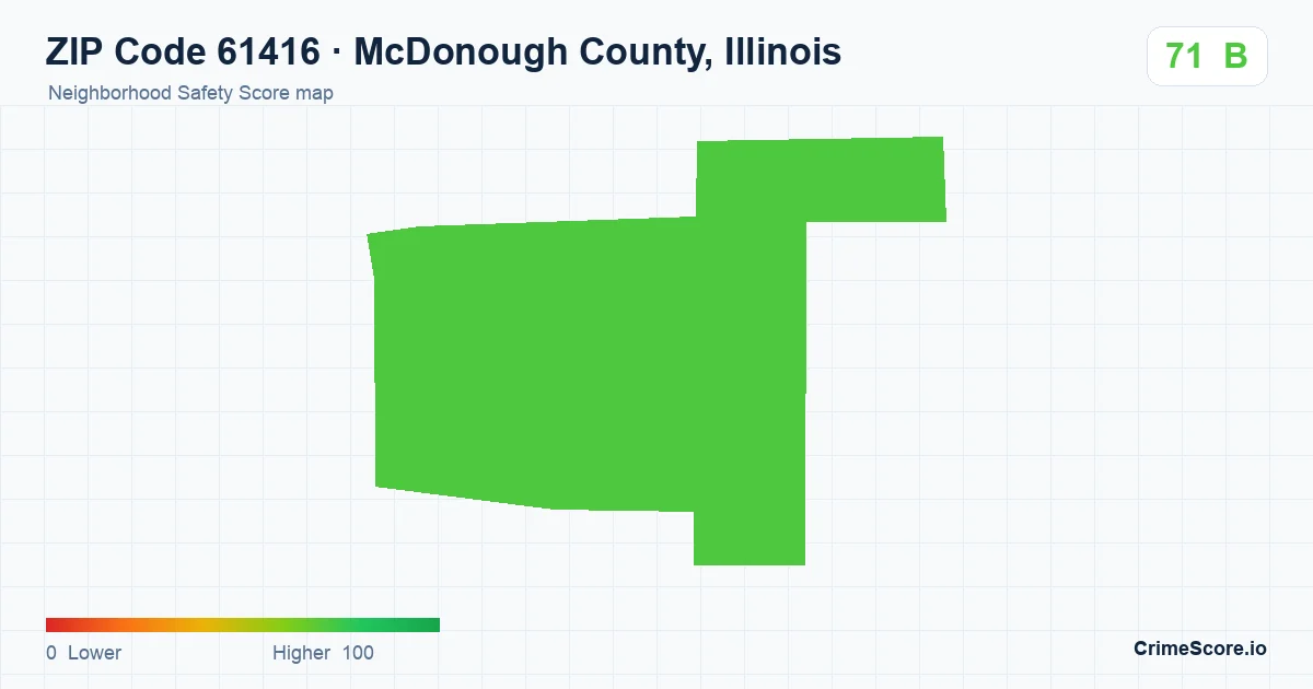 ZIP Code 61416 in McDonough County, Illinois neighborhood Safety Score map