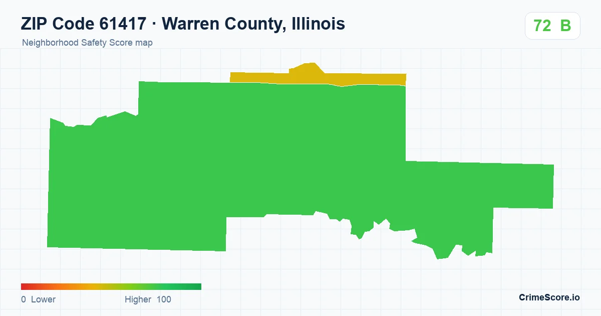 ZIP Code 61417 in Warren County, Illinois neighborhood Safety Score map