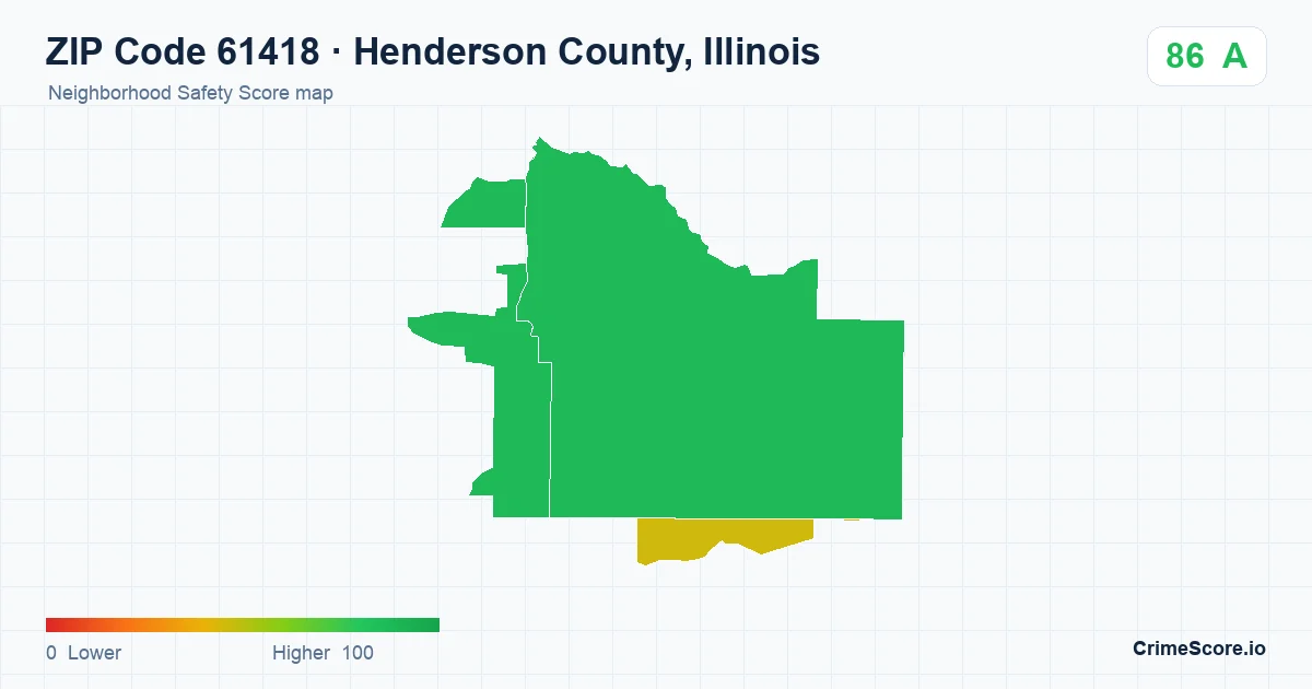 ZIP Code 61418 in Henderson County, Illinois neighborhood Safety Score map