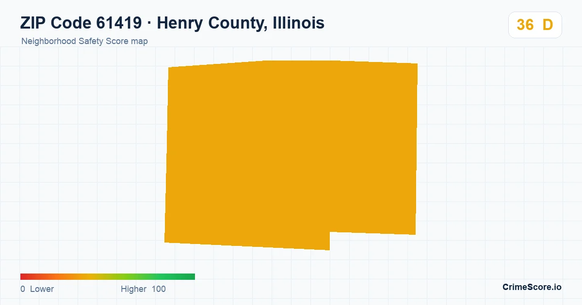 ZIP Code 61419 in Henry County, Illinois neighborhood Safety Score map