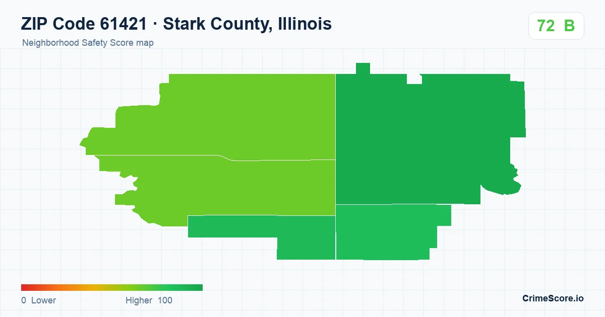 ZIP Code 61421 in Stark County, Illinois neighborhood Safety Score map