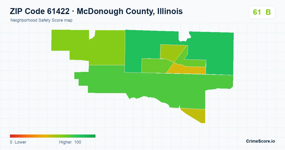 ZIP Code 61422 in McDonough County, Illinois neighborhood Safety Score map