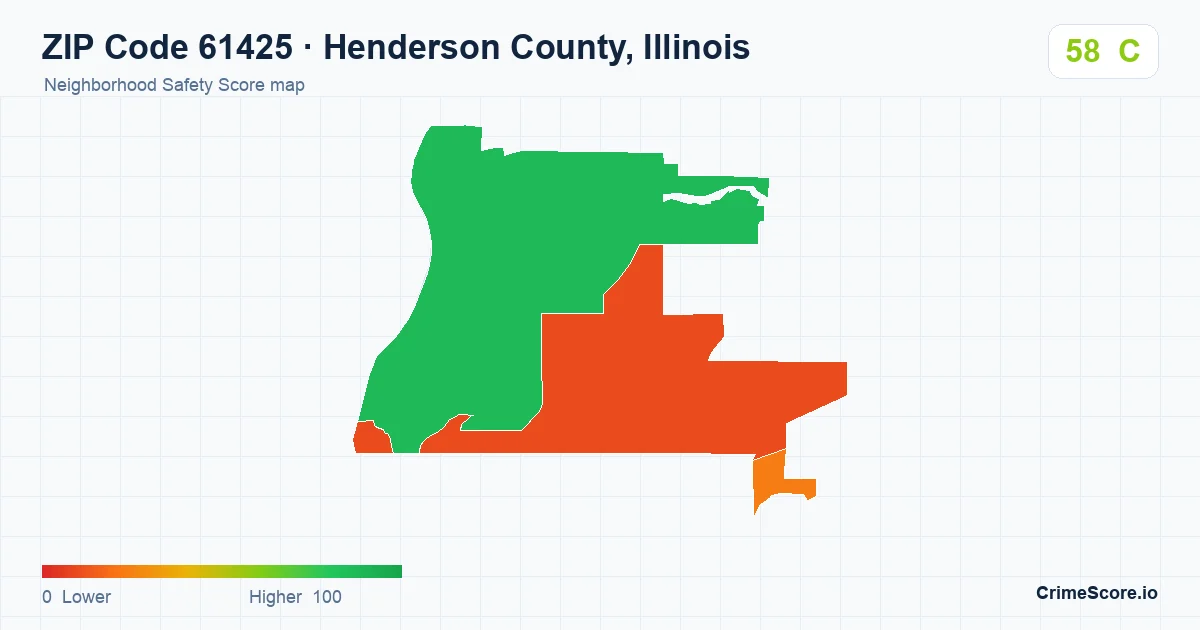 ZIP Code 61425 in Henderson County, Illinois neighborhood Safety Score map