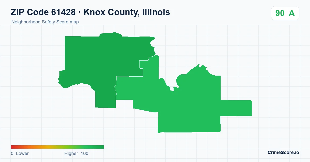 ZIP Code 61428 in Knox County, Illinois neighborhood Safety Score map