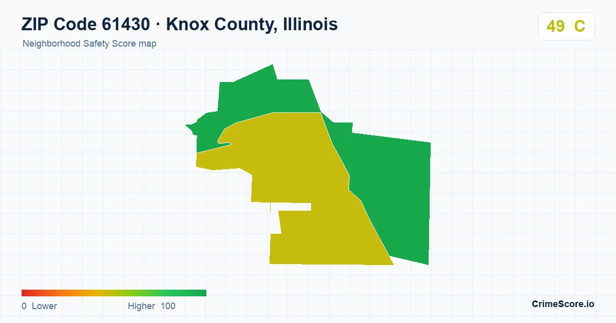 ZIP Code 61430 in Knox County, Illinois neighborhood Safety Score map