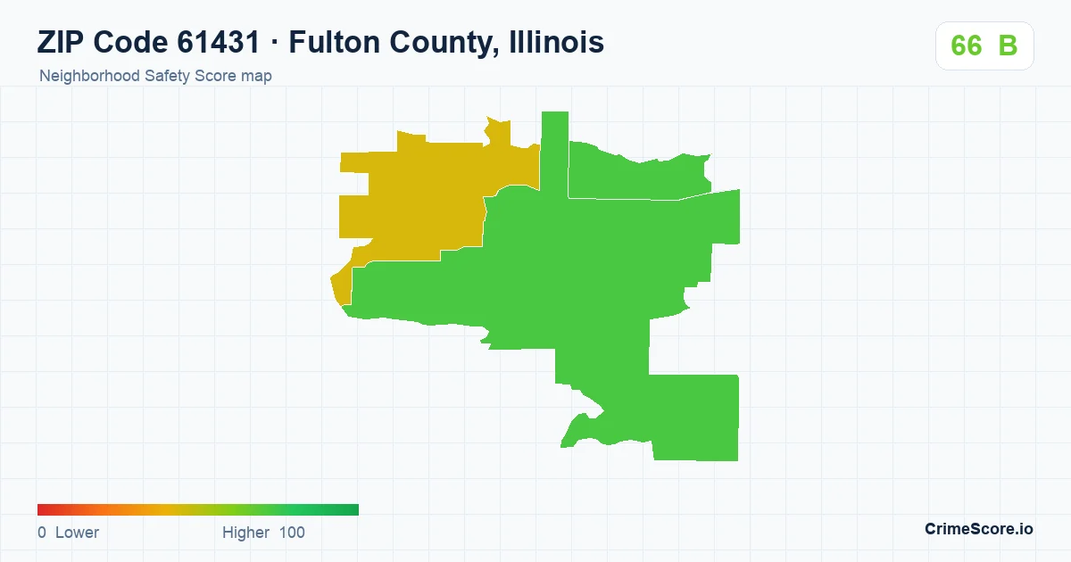 ZIP Code 61431 in Fulton County, Illinois neighborhood Safety Score map