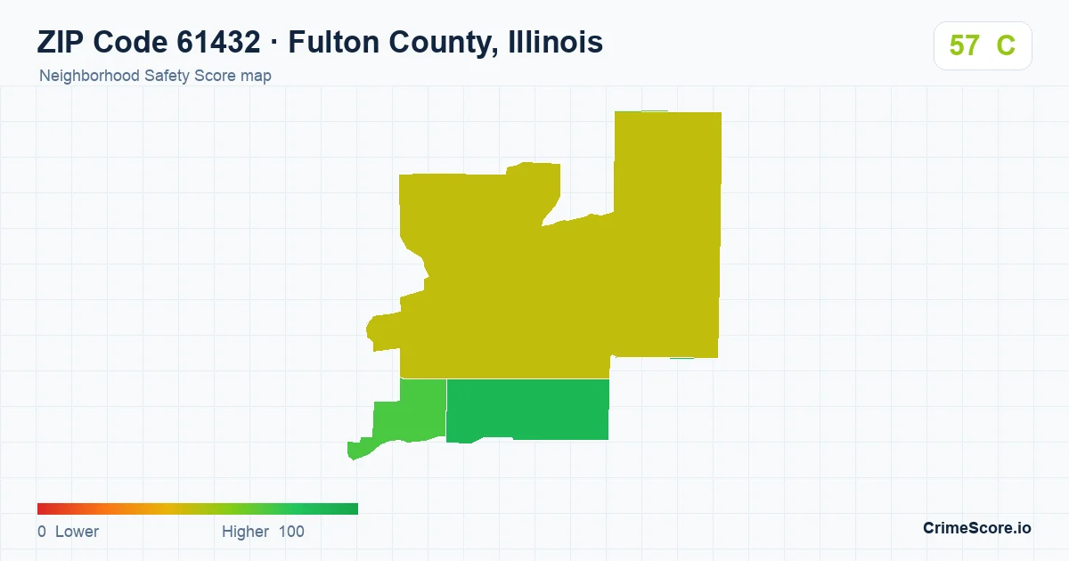 ZIP Code 61432 in Fulton County, Illinois neighborhood Safety Score map