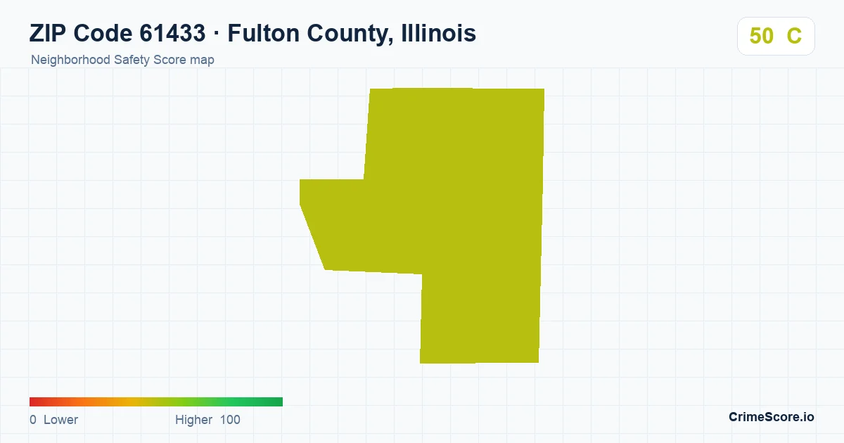 ZIP Code 61433 in Fulton County, Illinois neighborhood Safety Score map