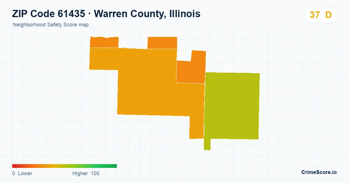 ZIP Code 61435 in Warren County, Illinois neighborhood Safety Score map