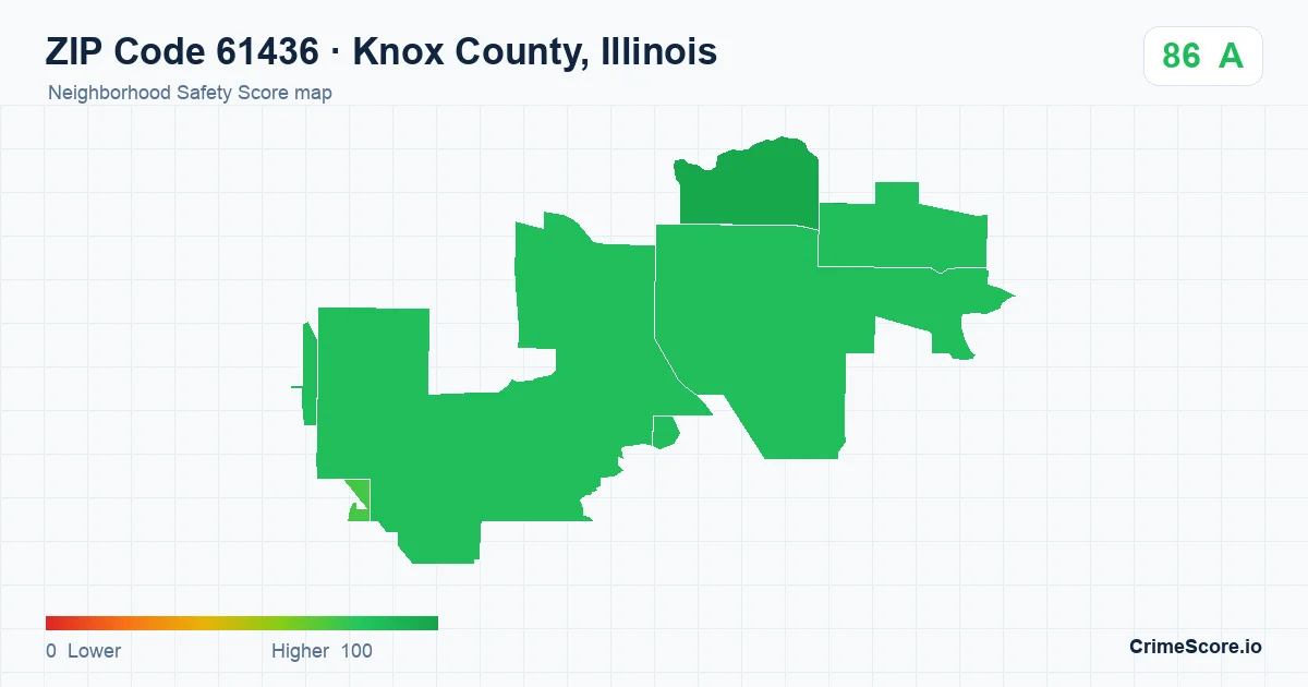 ZIP Code 61436 in Knox County, Illinois neighborhood Safety Score map