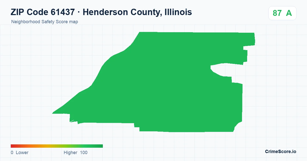 ZIP Code 61437 in Henderson County, Illinois neighborhood Safety Score map