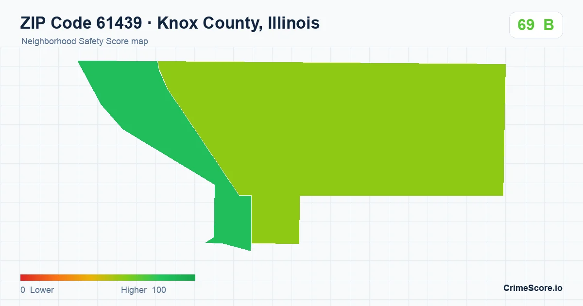 ZIP Code 61439 in Knox County, Illinois neighborhood Safety Score map