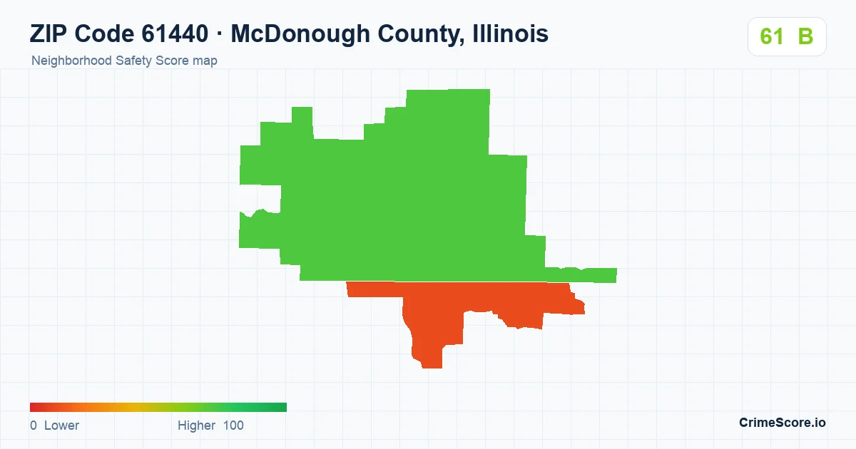 ZIP Code 61440 in McDonough County, Illinois neighborhood Safety Score map