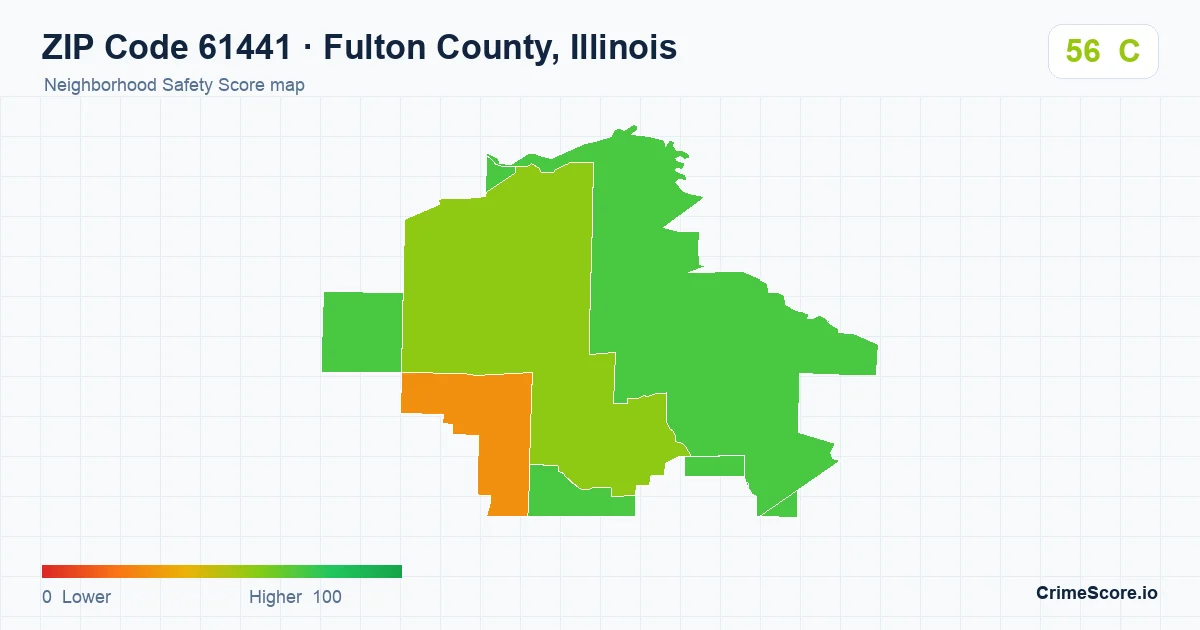 ZIP Code 61441 in Fulton County, Illinois neighborhood Safety Score map