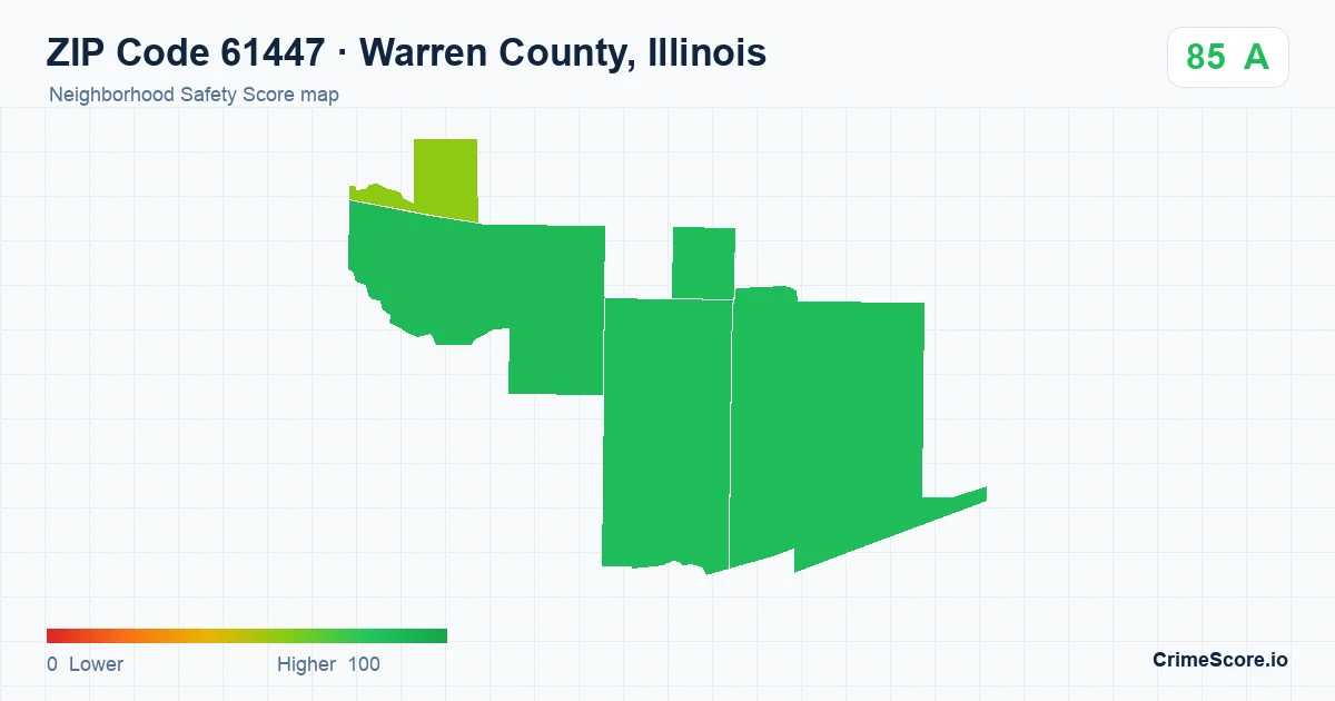 ZIP Code 61447 in Warren County, Illinois neighborhood Safety Score map