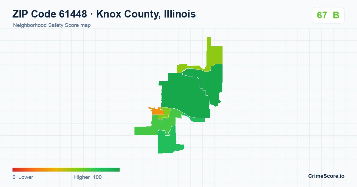 ZIP Code 61448 in Knox County, Illinois neighborhood Safety Score map