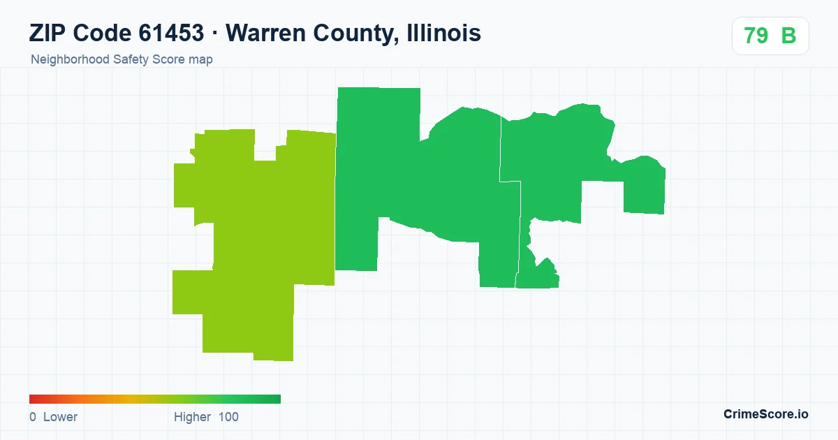 ZIP Code 61453 in Warren County, Illinois neighborhood Safety Score map