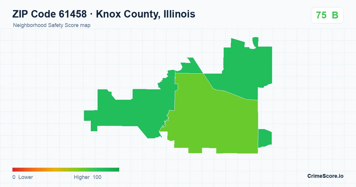 ZIP Code 61458 in Knox County, Illinois neighborhood Safety Score map