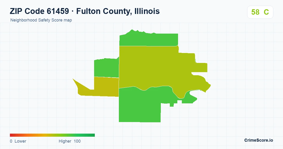 ZIP Code 61459 in Fulton County, Illinois neighborhood Safety Score map