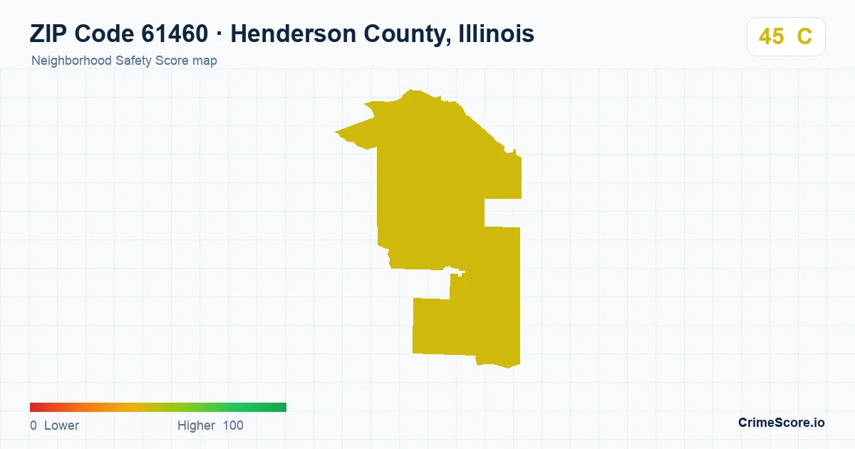 ZIP Code 61460 in Henderson County, Illinois neighborhood Safety Score map