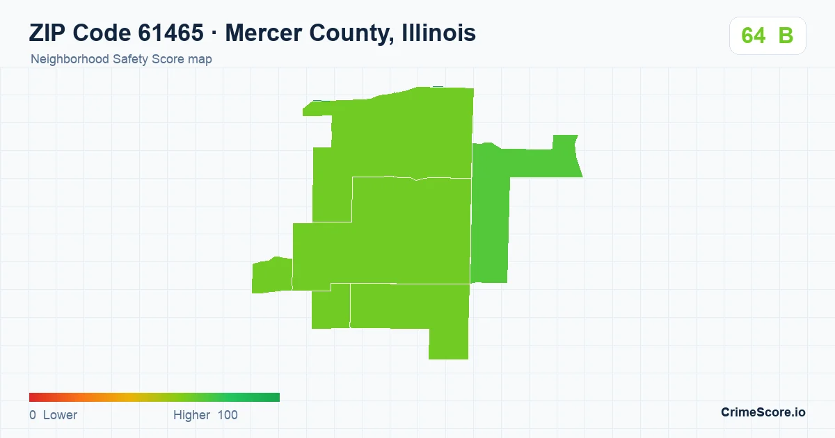 ZIP Code 61465 in Mercer County, Illinois neighborhood Safety Score map