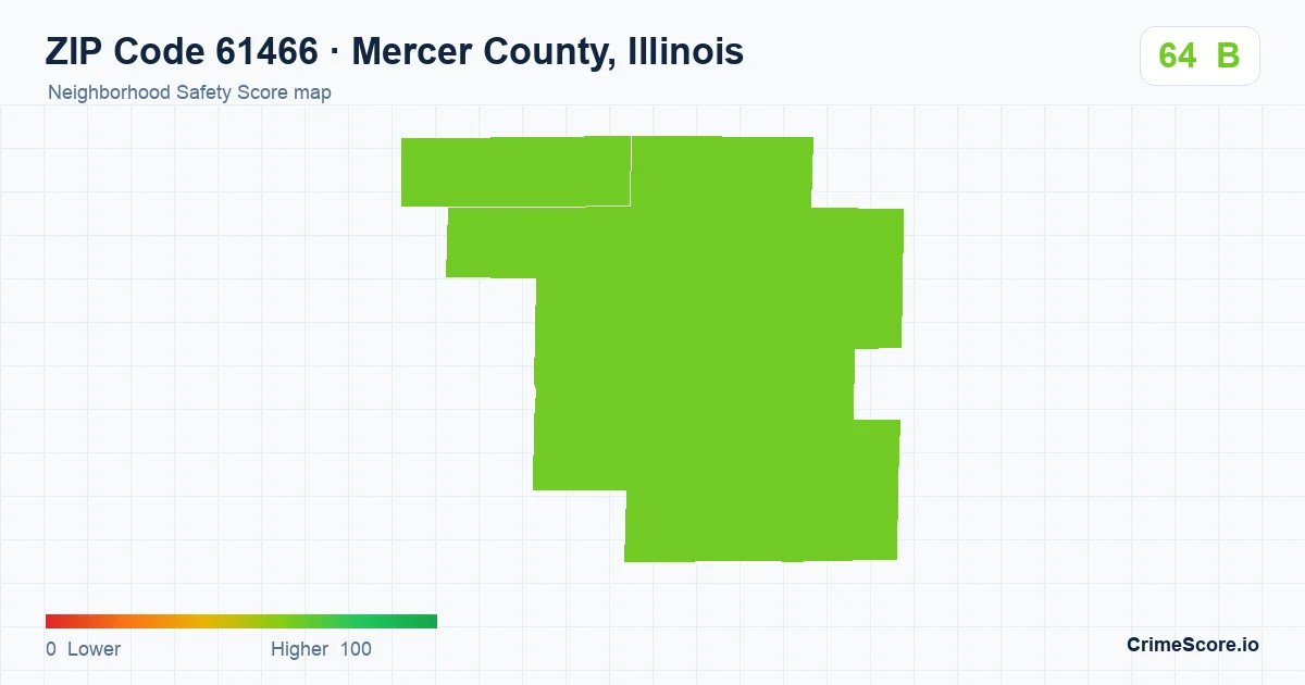 ZIP Code 61466 in Mercer County, Illinois neighborhood Safety Score map