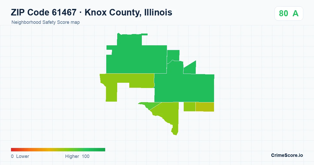 ZIP Code 61467 in Knox County, Illinois neighborhood Safety Score map