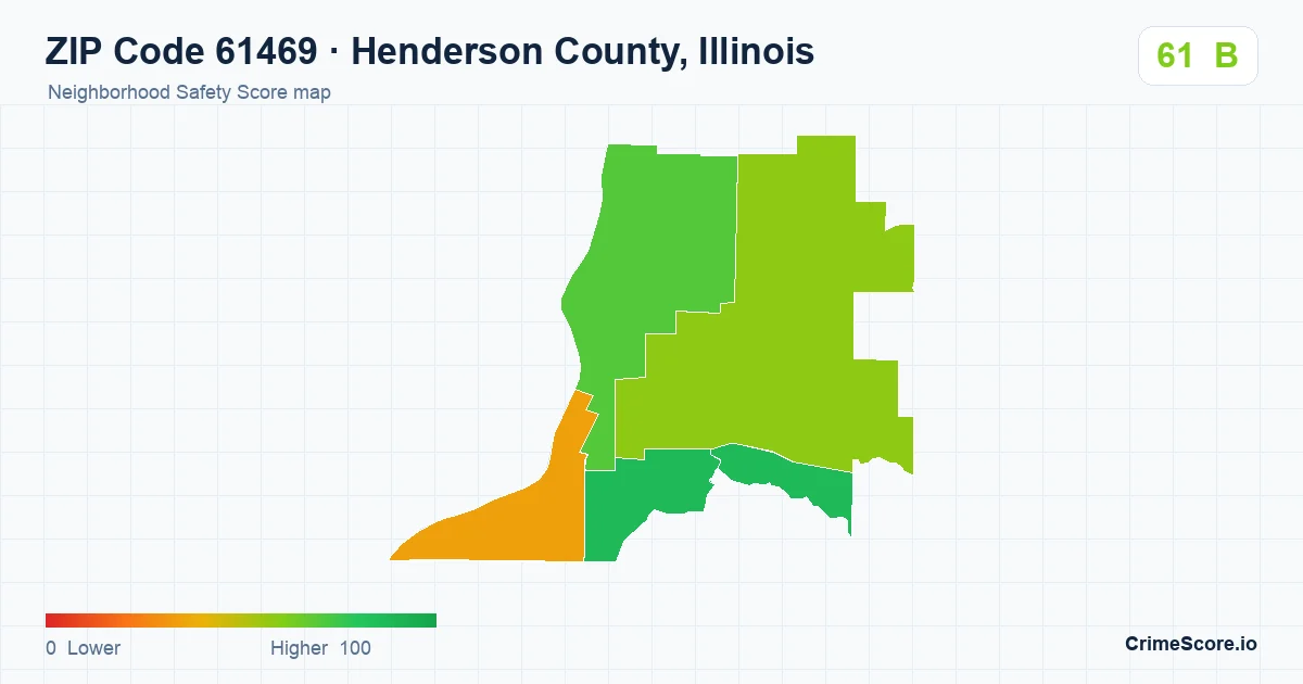 ZIP Code 61469 in Henderson County, Illinois neighborhood Safety Score map