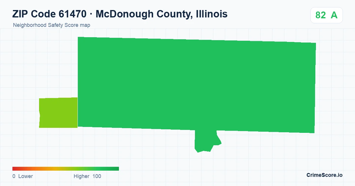 ZIP Code 61470 in McDonough County, Illinois neighborhood Safety Score map