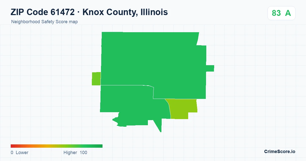 ZIP Code 61472 in Knox County, Illinois neighborhood Safety Score map