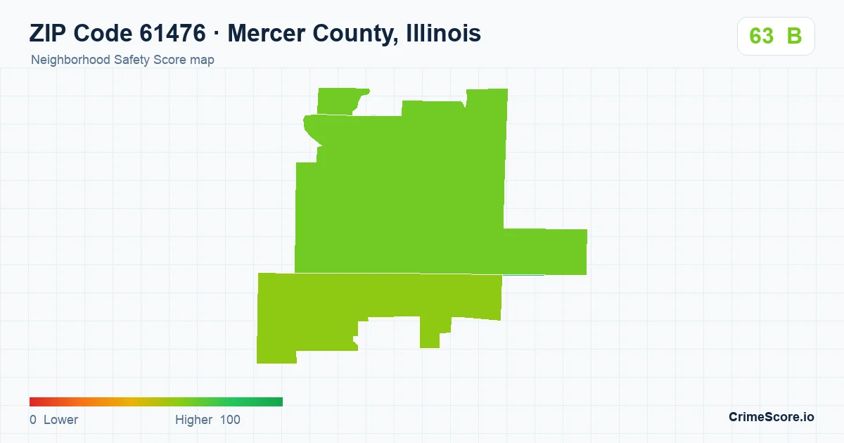 ZIP Code 61476 in Mercer County, Illinois neighborhood Safety Score map