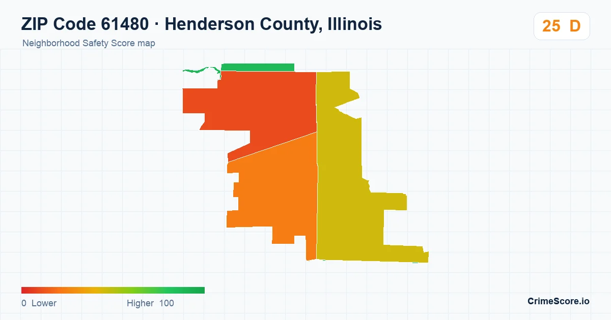 ZIP Code 61480 in Henderson County, Illinois neighborhood Safety Score map