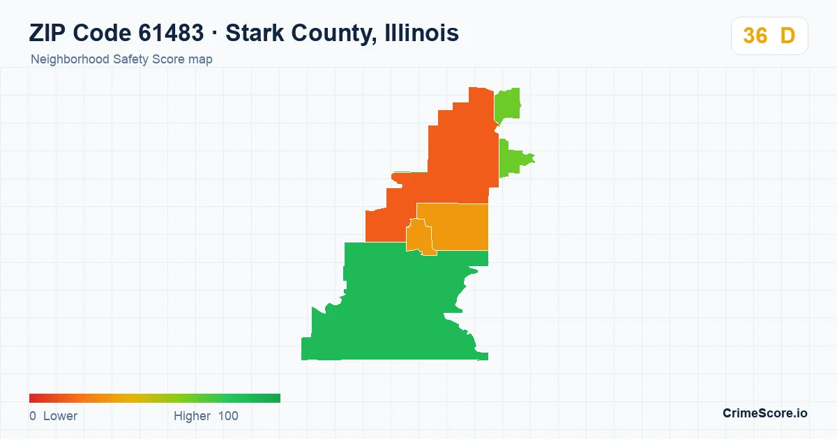 ZIP Code 61483 in Stark County, Illinois neighborhood Safety Score map