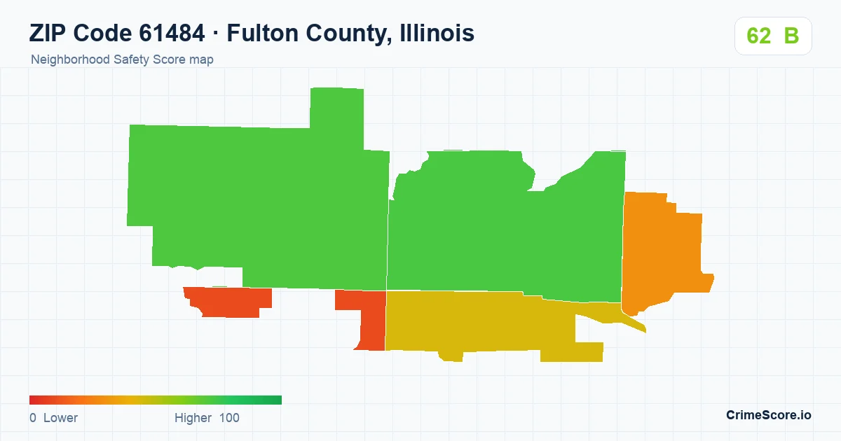 ZIP Code 61484 in Fulton County, Illinois neighborhood Safety Score map