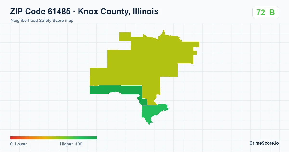 ZIP Code 61485 in Knox County, Illinois neighborhood Safety Score map