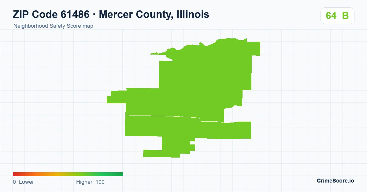 ZIP Code 61486 in Mercer County, Illinois neighborhood Safety Score map