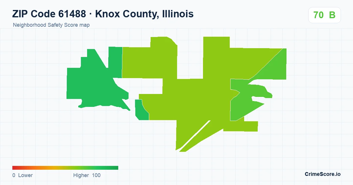 ZIP Code 61488 in Knox County, Illinois neighborhood Safety Score map