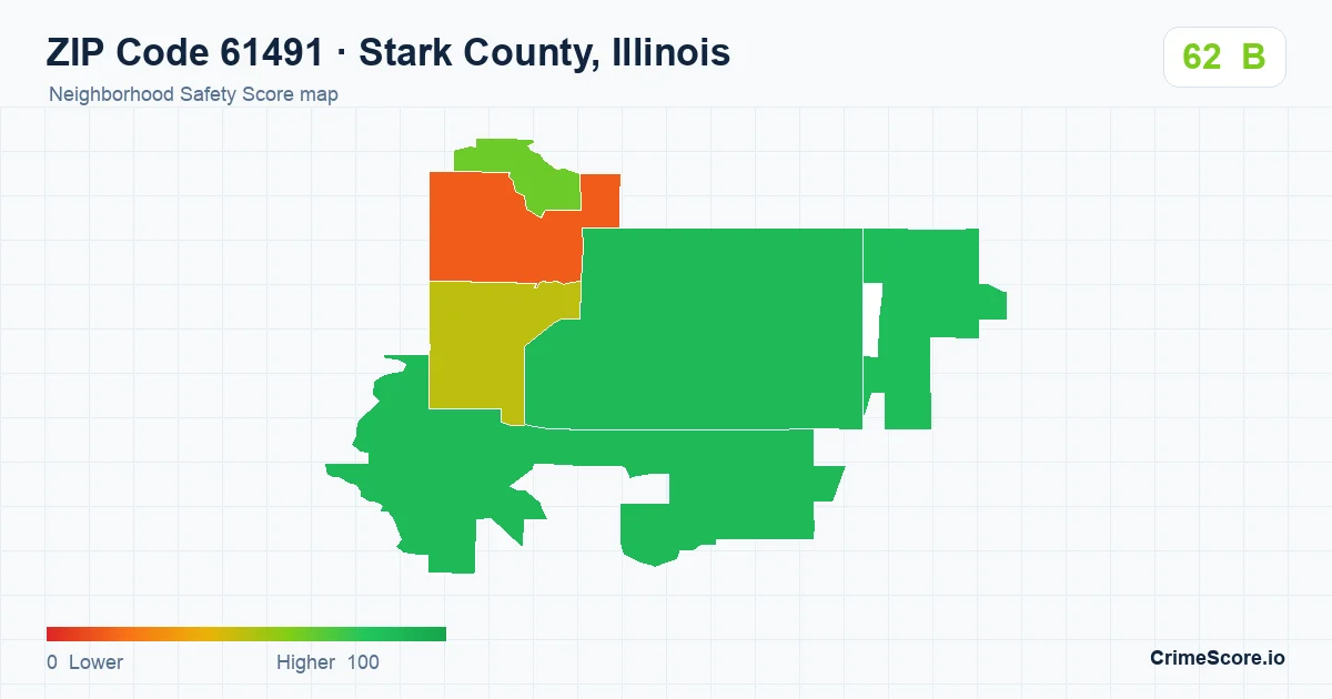ZIP Code 61491 in Stark County, Illinois neighborhood Safety Score map
