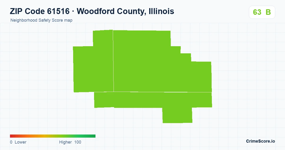 ZIP Code 61516 in Woodford County, Illinois neighborhood Safety Score map