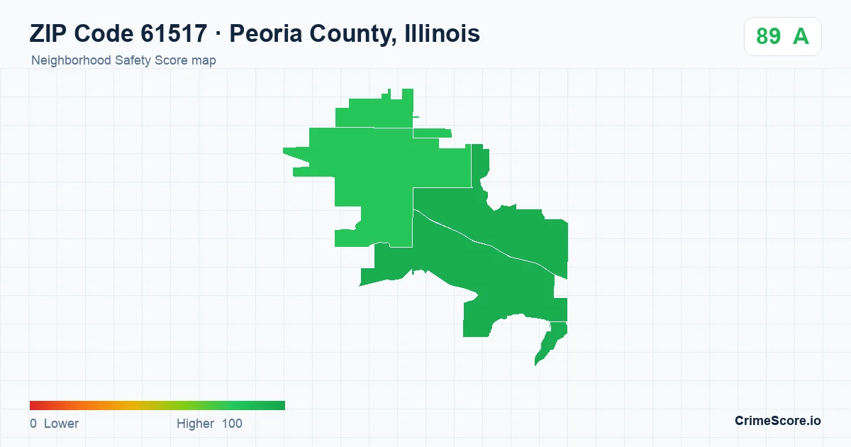 ZIP Code 61517 in Peoria County, Illinois neighborhood Safety Score map