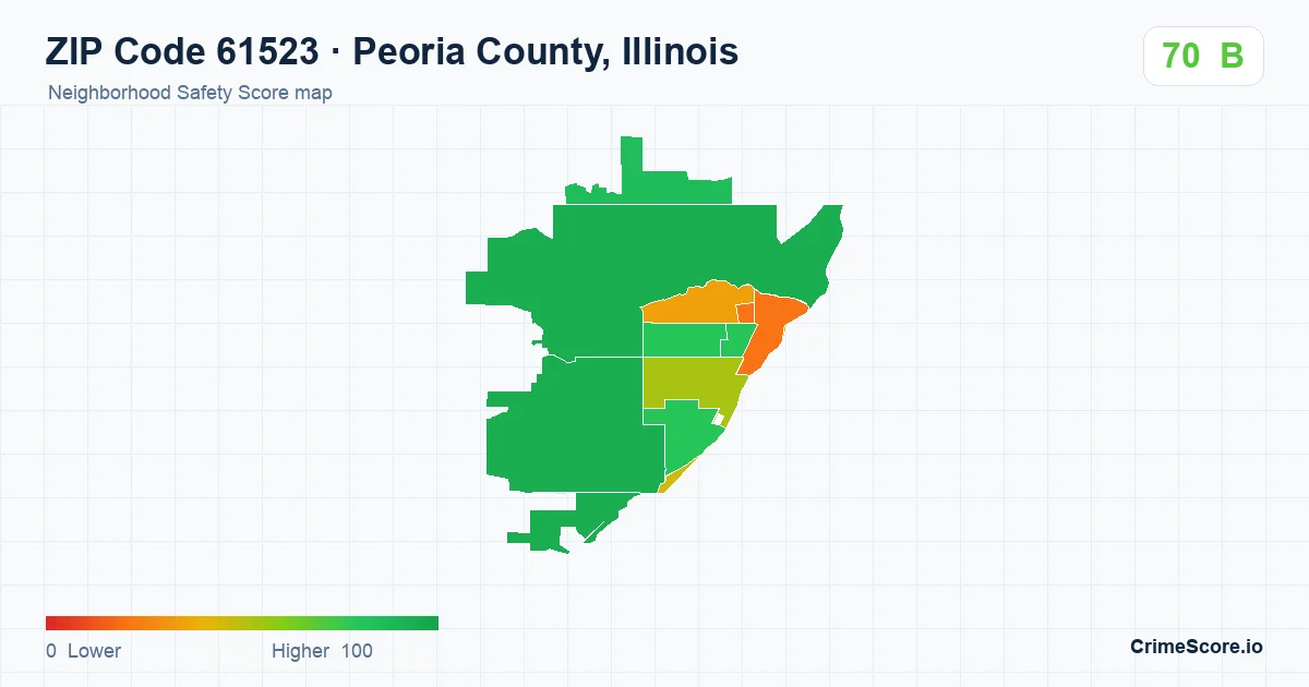 ZIP Code 61523 in Peoria County, Illinois neighborhood Safety Score map