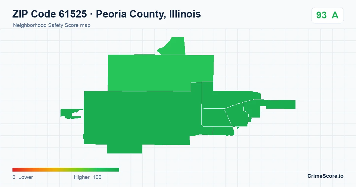 ZIP Code 61525 in Peoria County, Illinois neighborhood Safety Score map