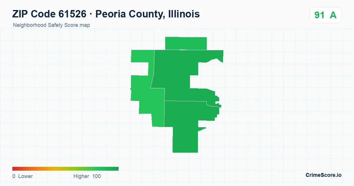 ZIP Code 61526 in Peoria County, Illinois neighborhood Safety Score map