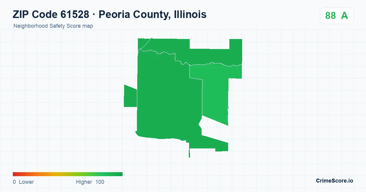 ZIP Code 61528 in Peoria County, Illinois neighborhood Safety Score map