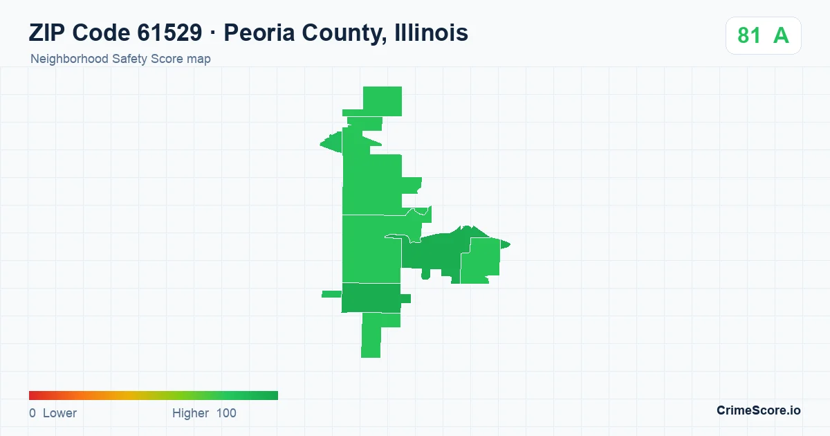 ZIP Code 61529 in Peoria County, Illinois neighborhood Safety Score map