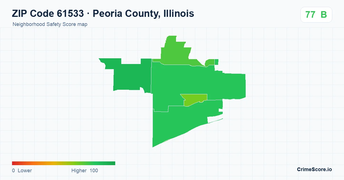 ZIP Code 61533 in Peoria County, Illinois neighborhood Safety Score map