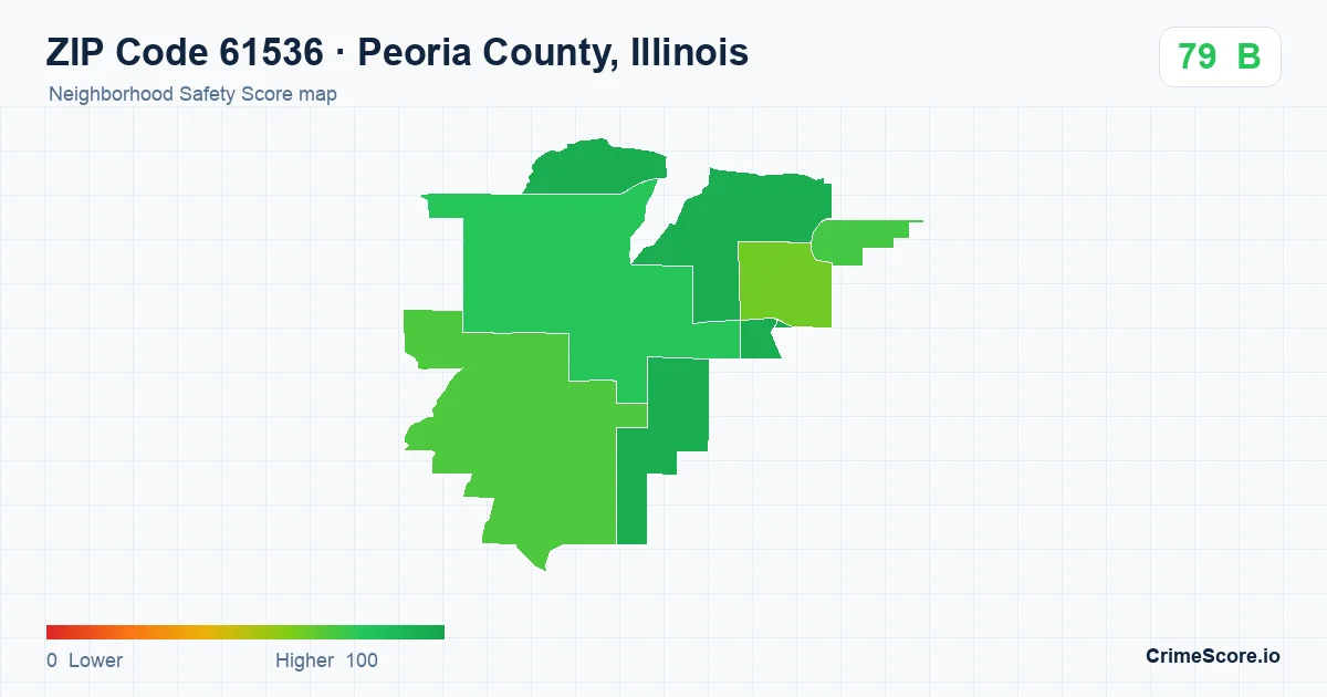 ZIP Code 61536 in Peoria County, Illinois neighborhood Safety Score map