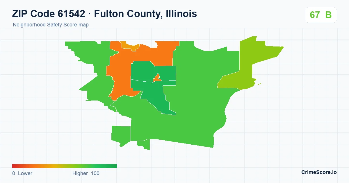 ZIP Code 61542 in Fulton County, Illinois neighborhood Safety Score map
