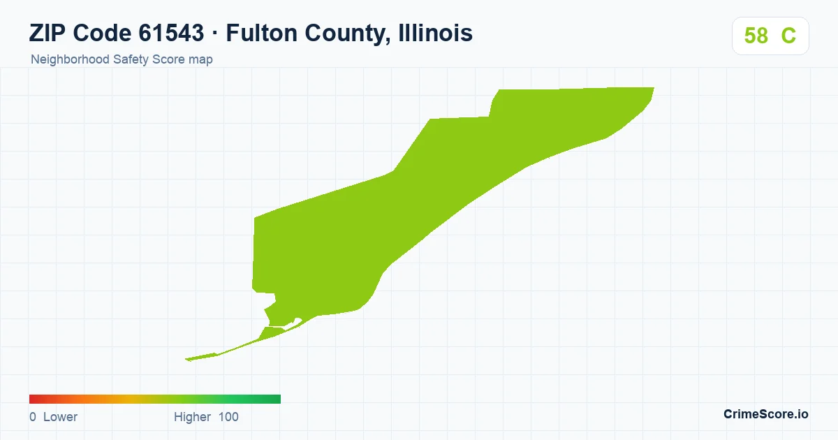 ZIP Code 61543 in Fulton County, Illinois neighborhood Safety Score map